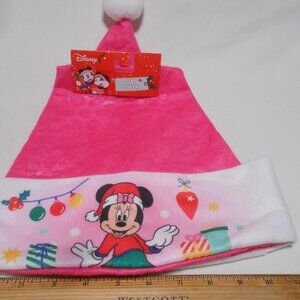 NEW DISNEY PINK MINNIE MOUSE SANTA HAT CAP CHRISTMAS DECOR 16" LONG ONE SIZE 🎅